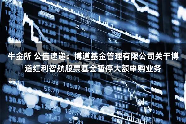 牛金所 公告速递：博道基金管理有限公司关于博道红利智航股票基金暂停大额申购业务